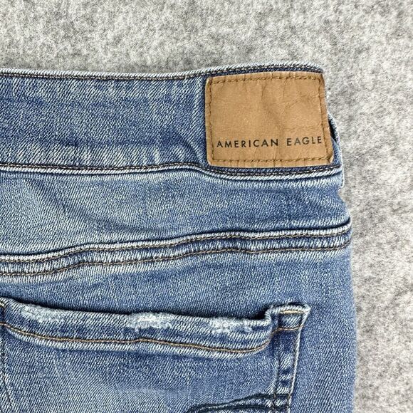 American Eagle Jean Shorts Womens 8 Blue Medium Wash Cut Off Favorite Boyfriend* - Picture 5 of 12